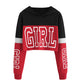 Crop Top Hoodie  Sweatshirt Hoodies Women Patchwork Lett