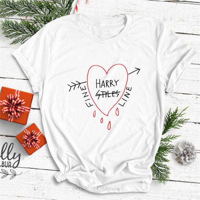 Hip Hop Harry Style Personality Letter Print Women T-shirt Short Sleeve