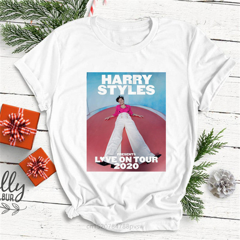 Hip Hop Harry Style Personality Letter Print Women T-shirt Short Sleeve