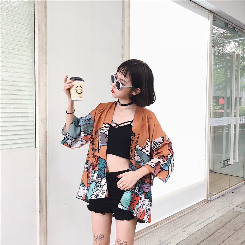 Thin Lace-Up Japanese Cardigan Improved Jacket Student Yukata