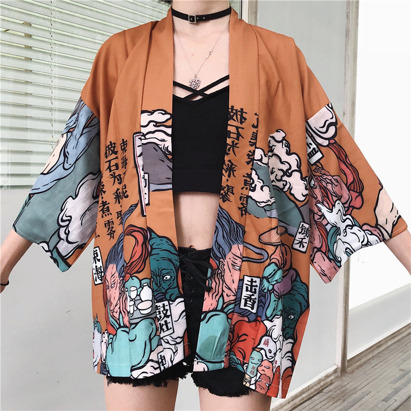 Thin Lace-Up Japanese Cardigan Improved Jacket Student Yukata