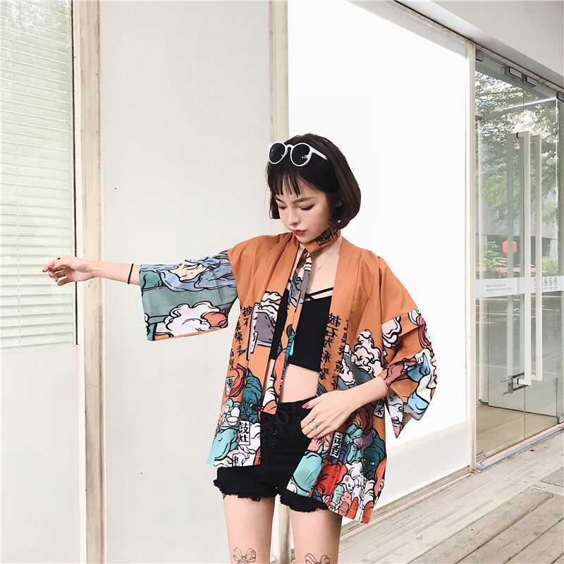 Thin Lace-Up Japanese Cardigan Improved Jacket Student Yukata