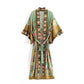Robe kimono bohème à imprimé grue