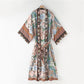 Robe kimono bohème à imprimé grue