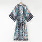 Robe kimono bohème à imprimé grue