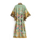 Robe kimono bohème à imprimé grue