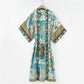 Robe kimono bohème à imprimé grue