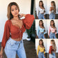 Off-The-Shoulder Comfortable Lace-Up Long-Sleeved Blouse T-shirt