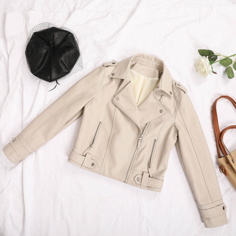 Veste en cuir slim coréenne