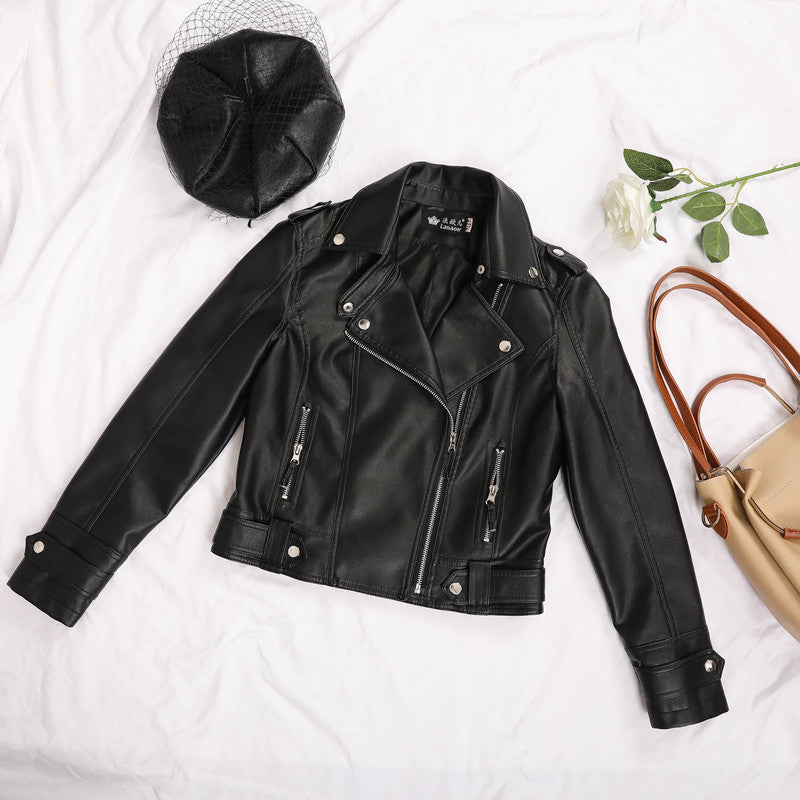 Veste en cuir slim coréenne