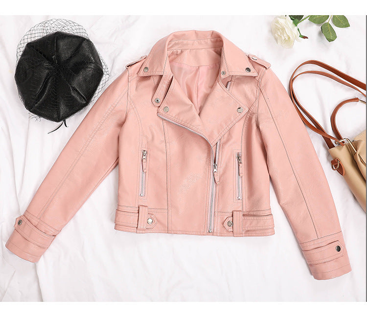Veste en cuir slim coréenne