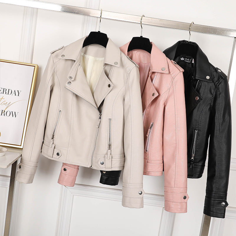 Veste en cuir slim coréenne