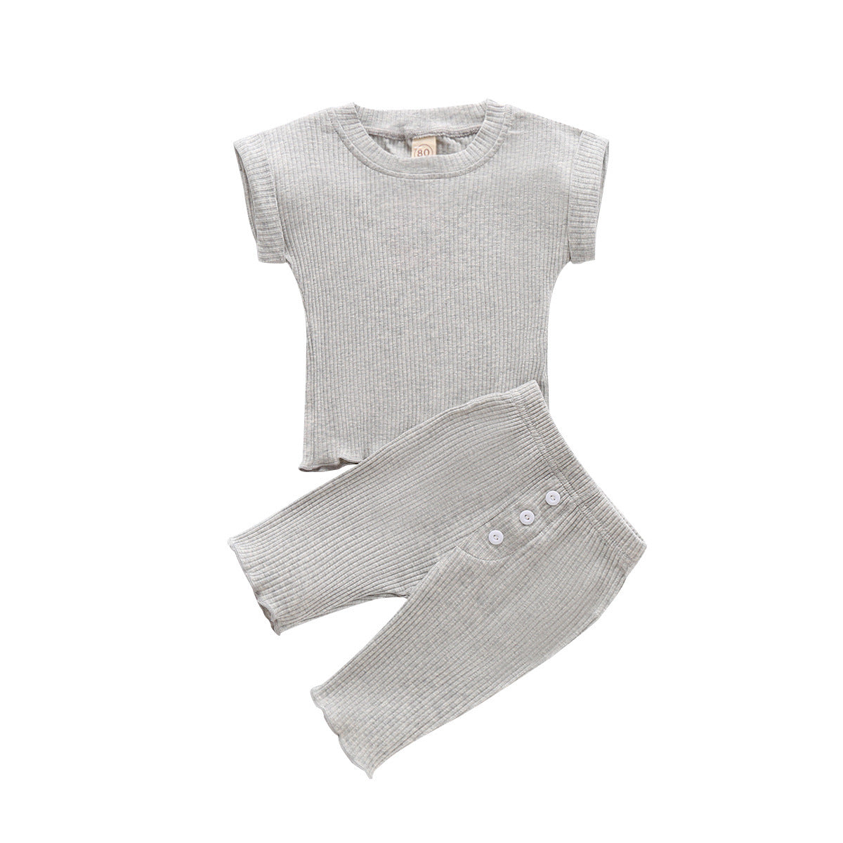 Knitted T-shirt Trousers Casual Multi-color Suit