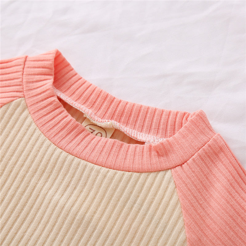 Ensemble t-shirt à manches longues et pantalon à rayures multicolores