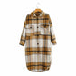 Contrasting Plaid Casual Fashion Simple Long Woolen Coat