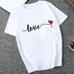 T-shirt décontracté à col rond et imprimé battement de cœur