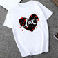 T-shirt décontracté à col rond et imprimé battement de cœur