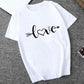 T-shirt décontracté à col rond et imprimé battement de cœur