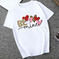T-shirt décontracté à col rond et imprimé battement de cœur
