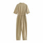 Combinaison en lin à manches courtes pour femme, nouvelle collection printemps