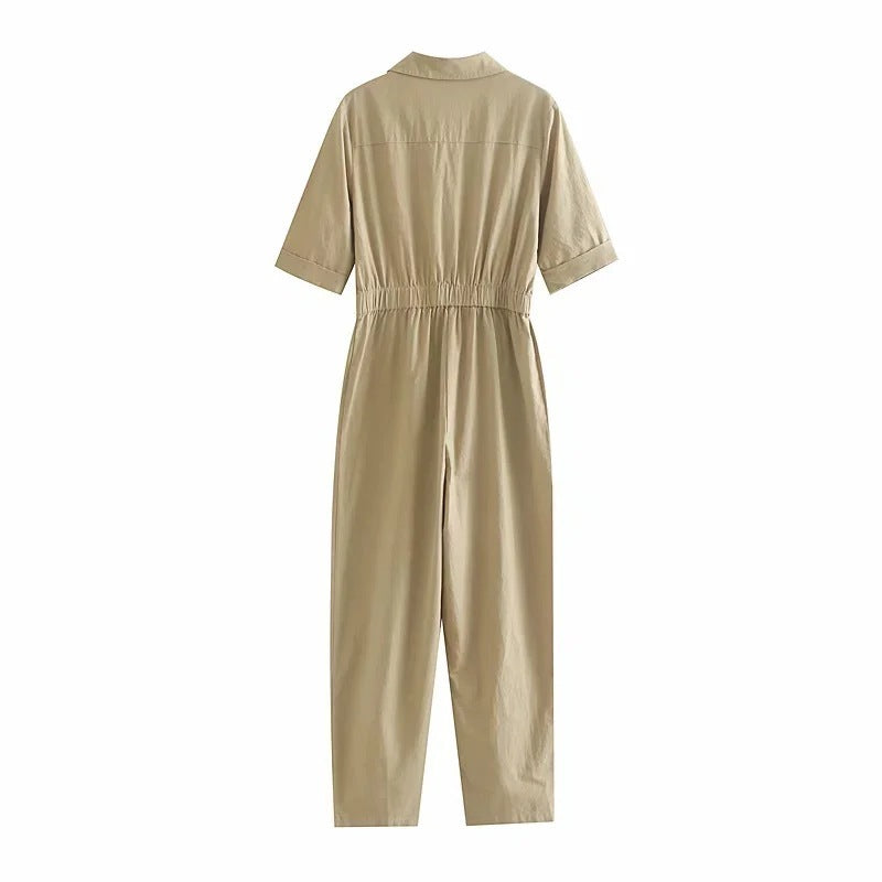 Combinaison en lin à manches courtes pour femme, nouvelle collection printemps