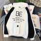 Plus Fleece Youth Color Block Hoodie BE Contrast Color Sweatshirt Women