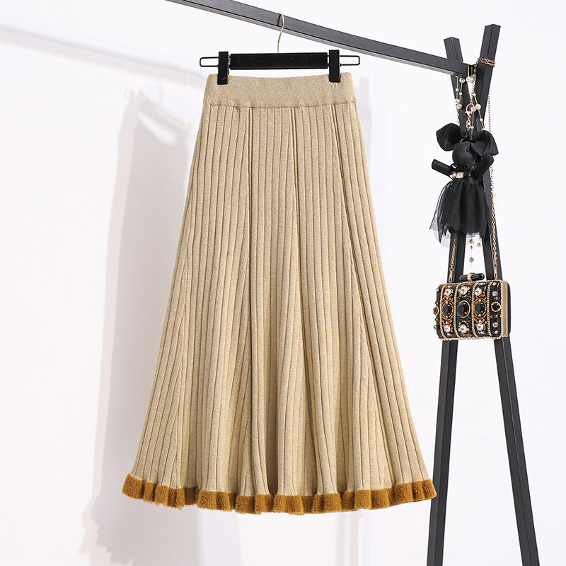 Thick Knitted Skirt Women Winter Mid-Length High Waist