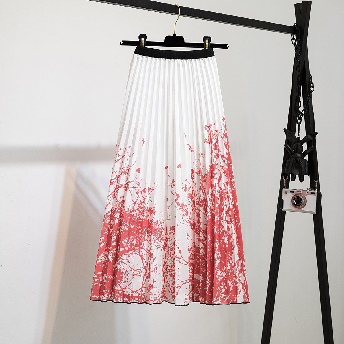 Printed Pleated Skirt With Long Pleats