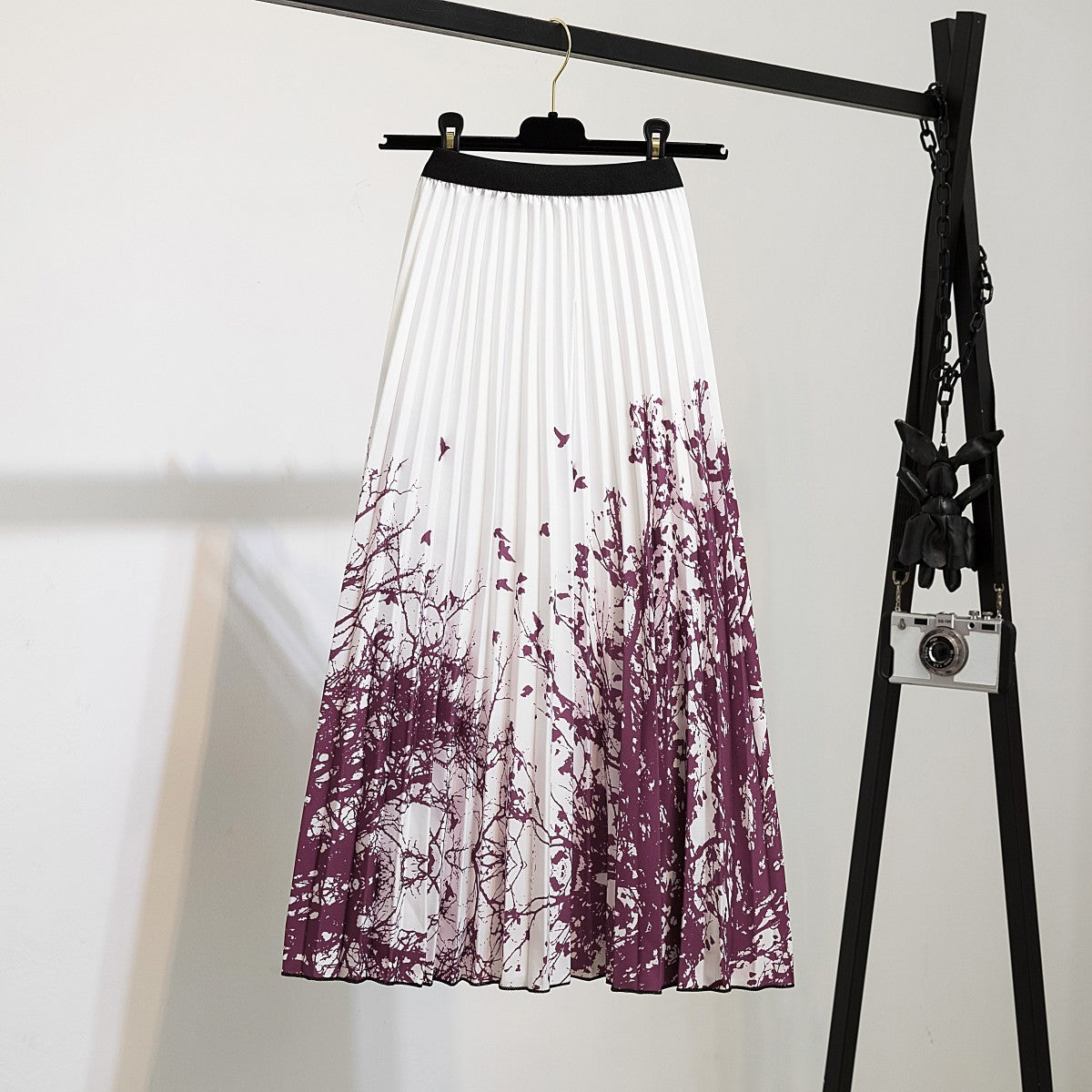 Printed Pleated Skirt With Long Pleats