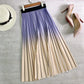 Printed Pleated Skirt With Long Pleats