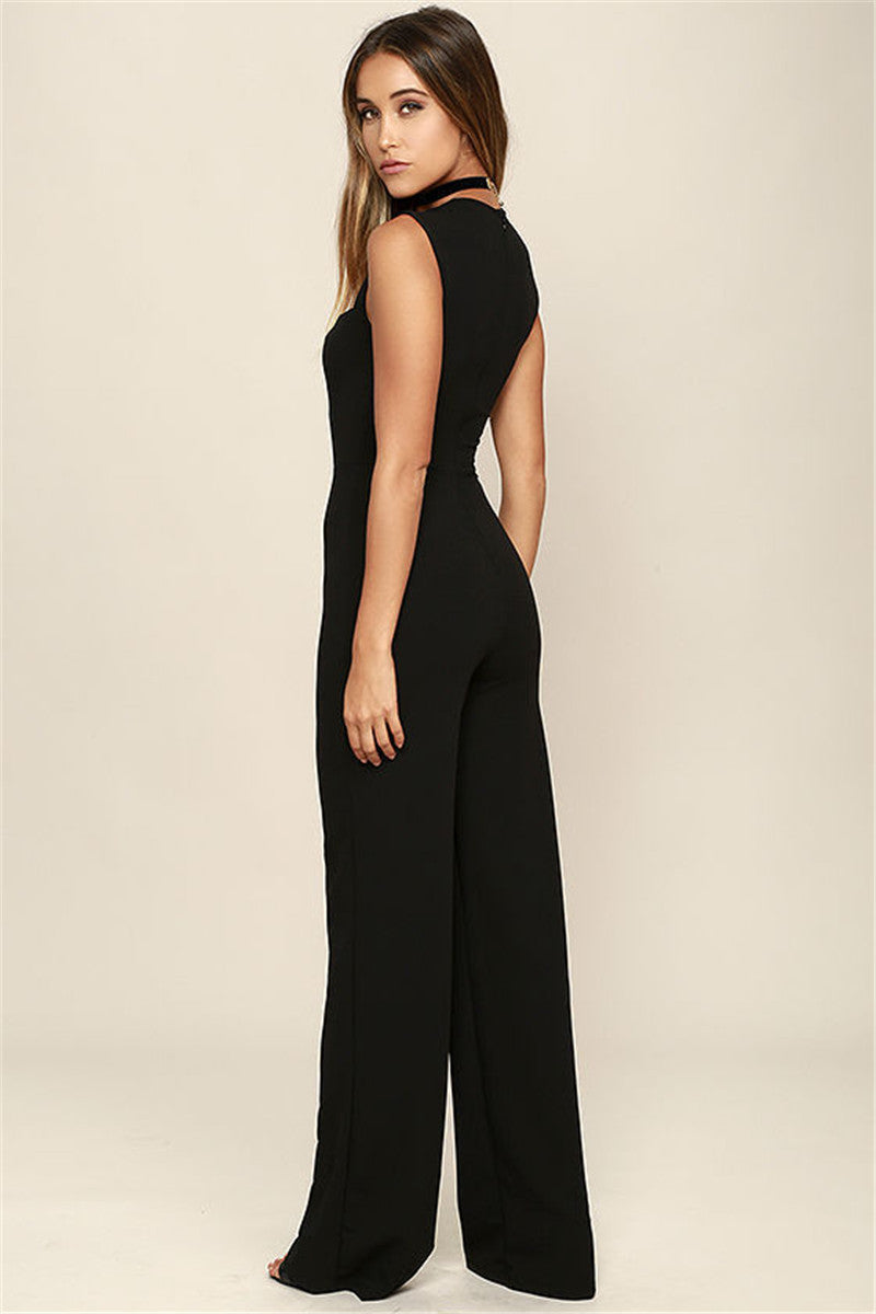 Square Neck Slim Women's Jumpsuit Flared Trousers
