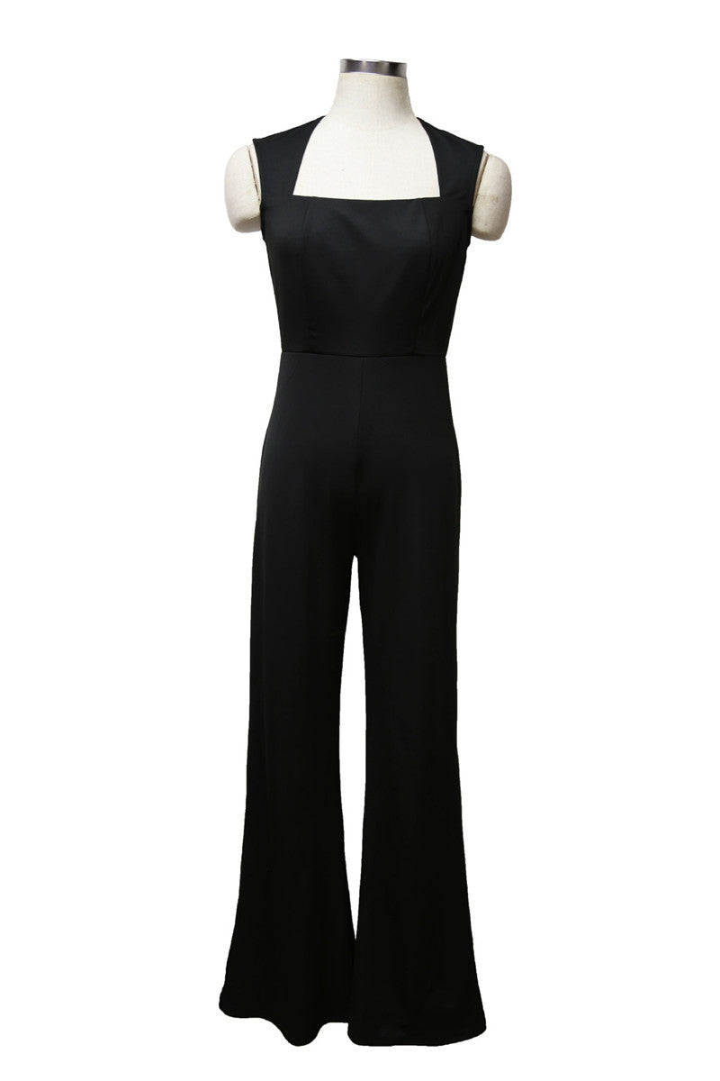 Square Neck Slim Women's Jumpsuit Flared Trousers