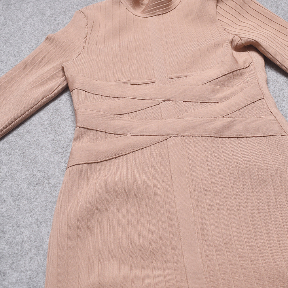 Round neck long sleeve dress