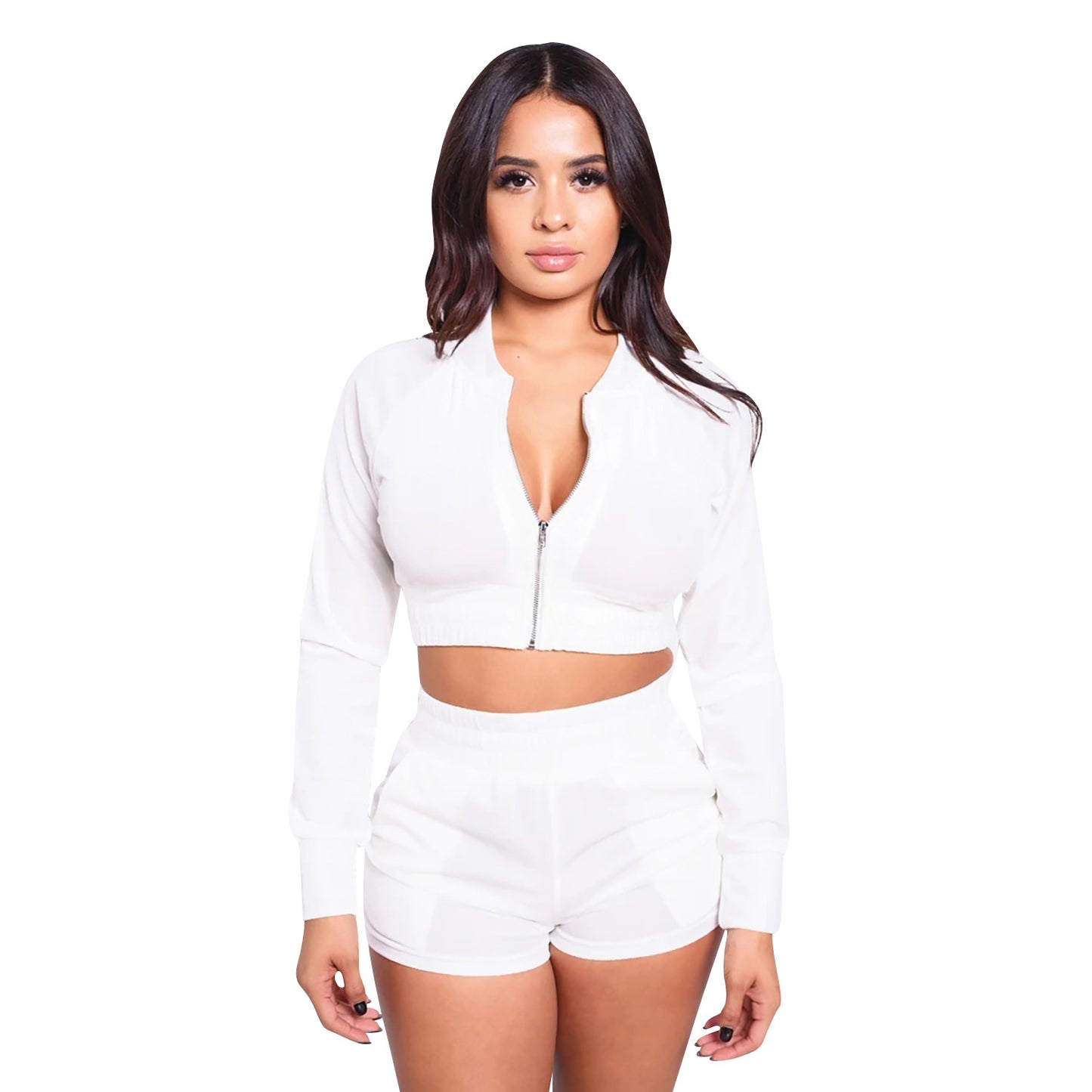 Ensemble deux pièces à manches longues pour femme, style sport européen et américain, en velours doré, pour l'automne