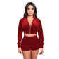 Ensemble deux pièces à manches longues pour femme, style sport européen et américain, en velours doré, pour l'automne