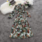 Cage Sleeves Lace Up Versatile Mid-length Pleated Dress