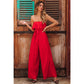 Tube Top High Waist Wide Leg Casual Trousers Suit Belted Pants Jumpsuit