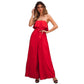 Tube Top High Waist Wide Leg Casual Trousers Suit Belted Pants Jumpsuit