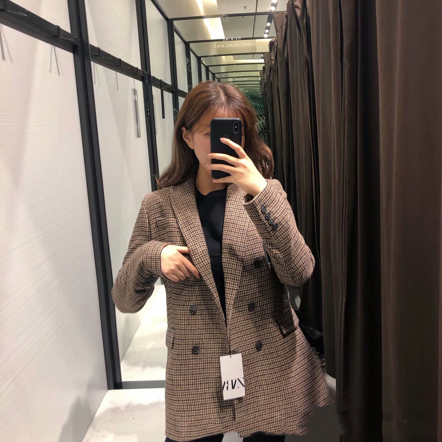 Women's Fashion Plaid Wool Suit Jacket Women