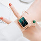 Alloy Mesh Belt Small Green Watch Korean Fashion Ladies Square Head Quartz Watch