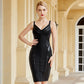 Robe bandage à sequins et bretelles fines