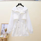 Women's Mid Length Loose Waist Slimming Hooded Jacket