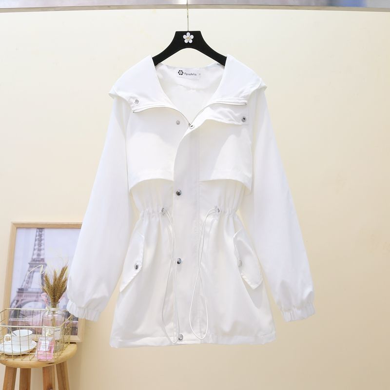 Women's Mid Length Loose Waist Slimming Hooded Jacket