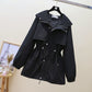 Women's Mid Length Loose Waist Slimming Hooded Jacket