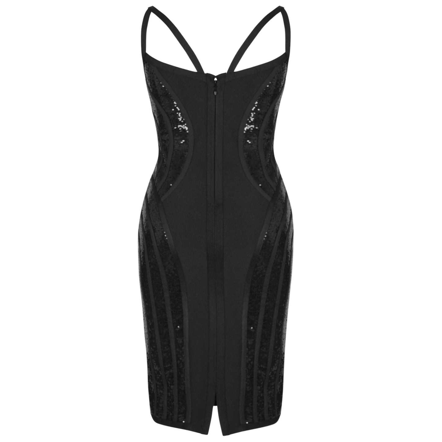 Robe bandage à sequins et bretelles fines