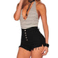 Ladies Ripped High Waist Denim Shorts Women Pants