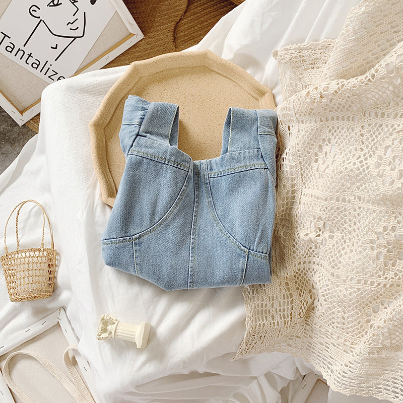 Robes pour filles à la mode, jupe en jean à col carré