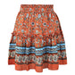 Cowinner Women's Bohemian Flower Print High Waist Ruffle Skirt Flared Boho A-Line Pleated Mini Skirt S-XL