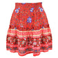 Cowinner Women's Bohemian Flower Print High Waist Ruffle Skirt Flared Boho A-Line Pleated Mini Skirt S-XL