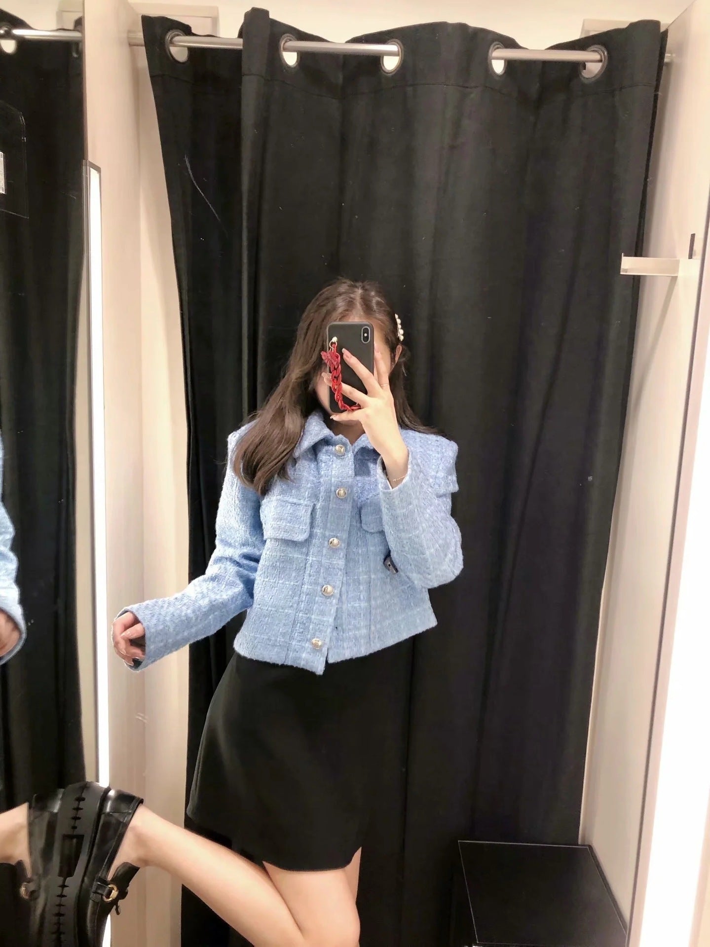 Women's Textured Short Blazer   Long Sleeve Top